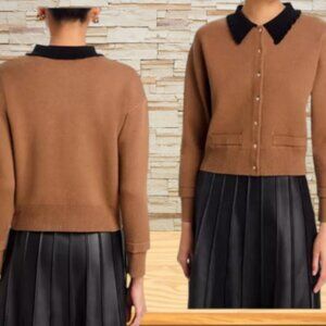 Sioni Women's Contrast Collar Cardigan Sweater- NWT Size M